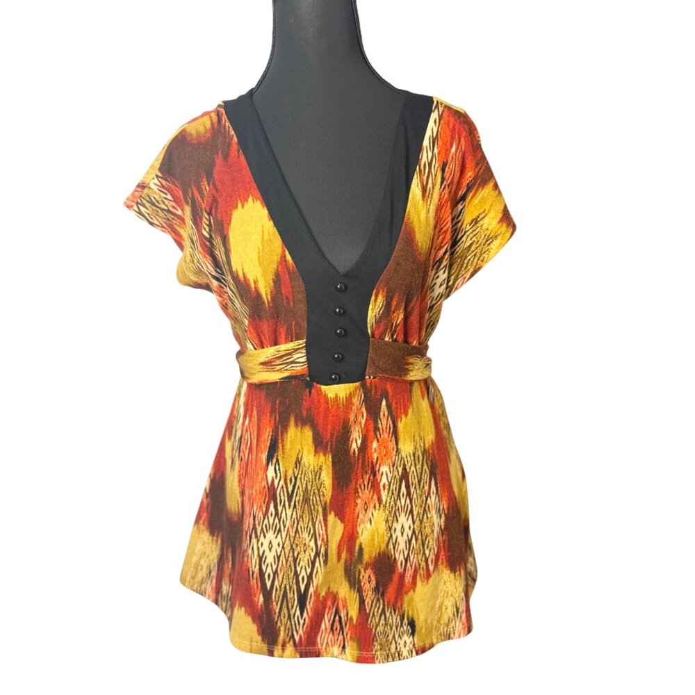 J.B.T. Vintage 90’s Y2K Babydoll style top Autumn/Fall colors No Size Tag Lg?